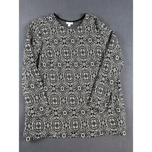 J. Jill Women’s 100% cotton Black Floral Long sleeve tee size 2X